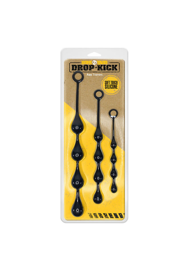 Boneyard Drop-Kick Ass Trainers - Black Anal Beads - Set of 3 Sizes