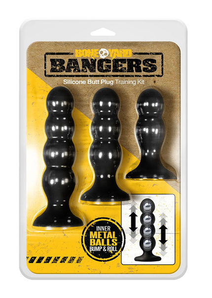 Boneyard Bangers - Black Silicone Butt Plug Training Kit