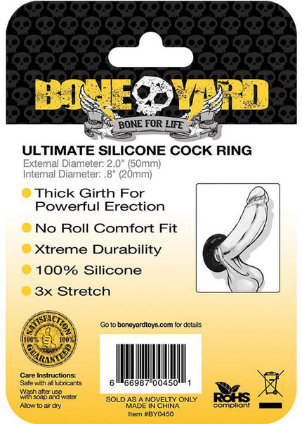 Boneyard Ultimate Silicone Ring Black - Black 50mm Cock Ring