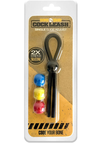 Boneyard Cock Leash Single - Black Adjustable Cock Lasso Ring