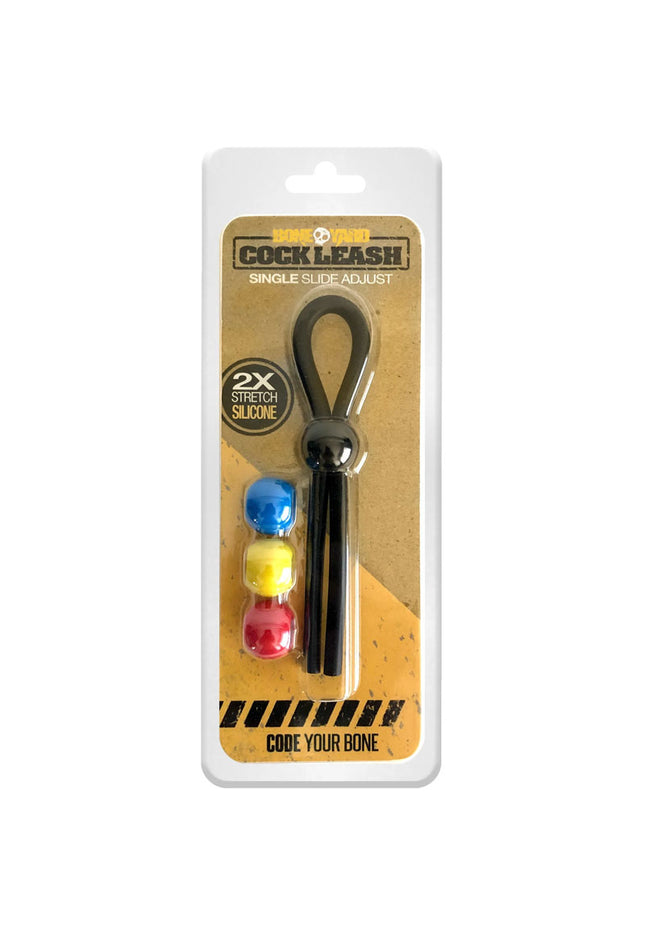 Boneyard Cock Leash Single - Black Adjustable Cock Lasso Ring