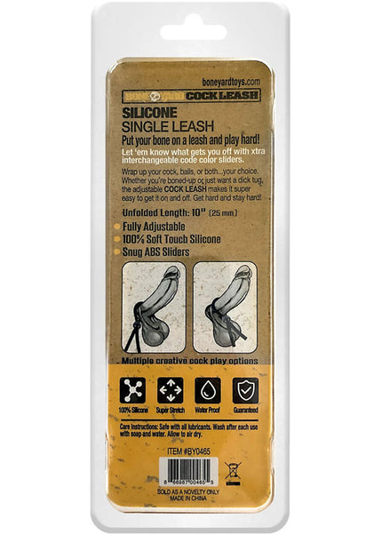 Boneyard Cock Leash Single - Black Adjustable Cock Lasso Ring