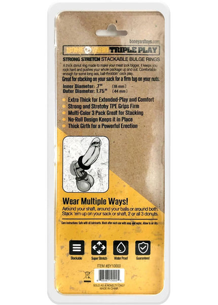 Boneyard Triple Play Cock Rings - 3 Pack