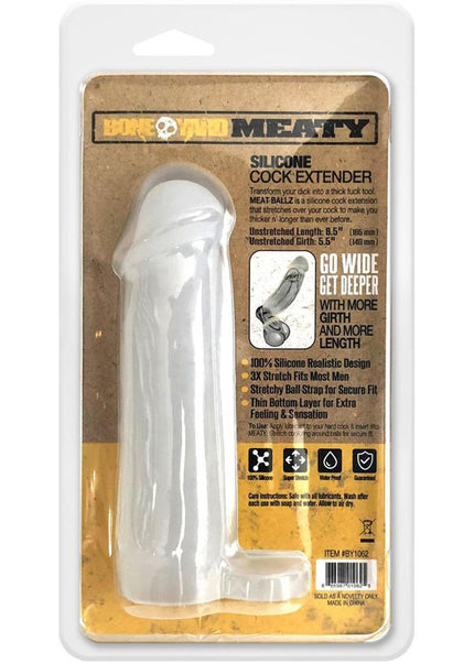 Boneyard Meaty Cock Extender - Clear - Clear Penis Extender Sleeve