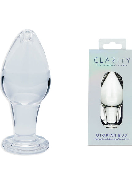 Clarity - Utopian Bud - Clear 8.9 cm Glass Butt Plug