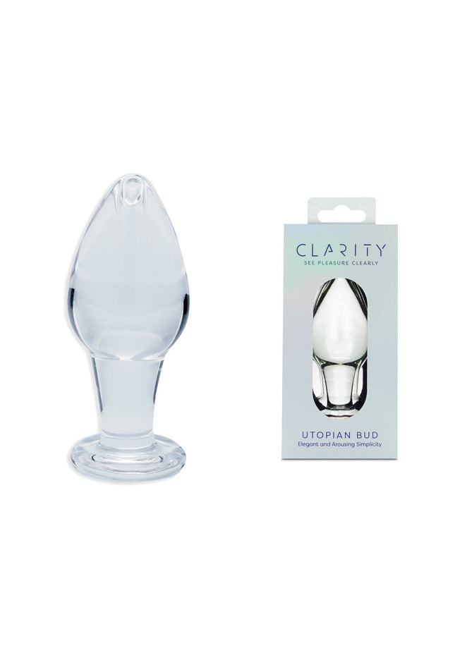 Clarity - Utopian Bud - Clear 8.9 cm Glass Butt Plug