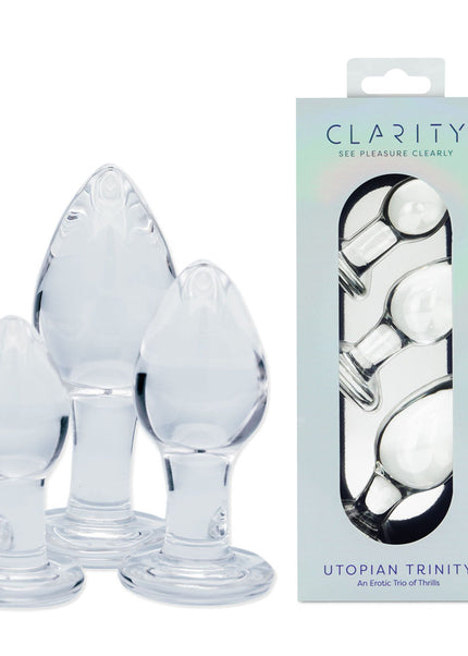 Clarity - Utopian Trinity - Clear Glass Butt Plugs - Set of 3 Sizes