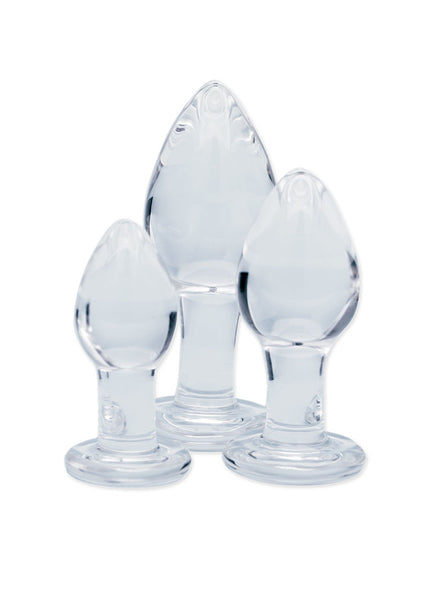 Clarity - Utopian Trinity - Clear Glass Butt Plugs - Set of 3 Sizes