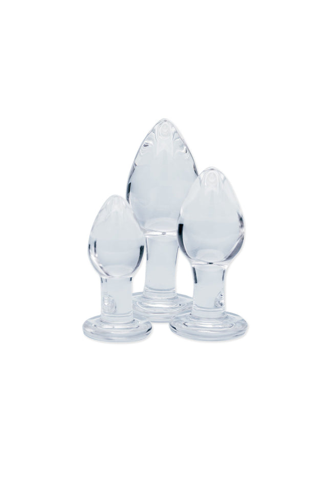 Clarity - Utopian Trinity - Clear Glass Butt Plugs - Set of 3 Sizes