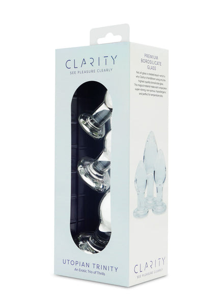 Clarity - Utopian Trinity - Clear Glass Butt Plugs - Set of 3 Sizes