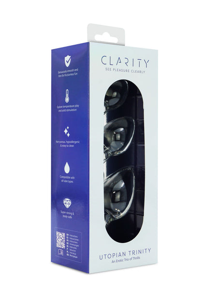 Clarity - Utopian Trinity - Clear Glass Butt Plugs - Set of 3 Sizes
