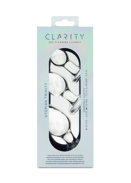 Clarity - Utopian Trinity - Clear Glass Butt Plugs - Set of 3 Sizes