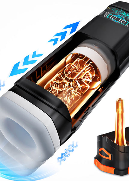 CyberSkin The Titan - Black USB Rechargeable Thrusting & Vibrating Auto Masturbator with Heater