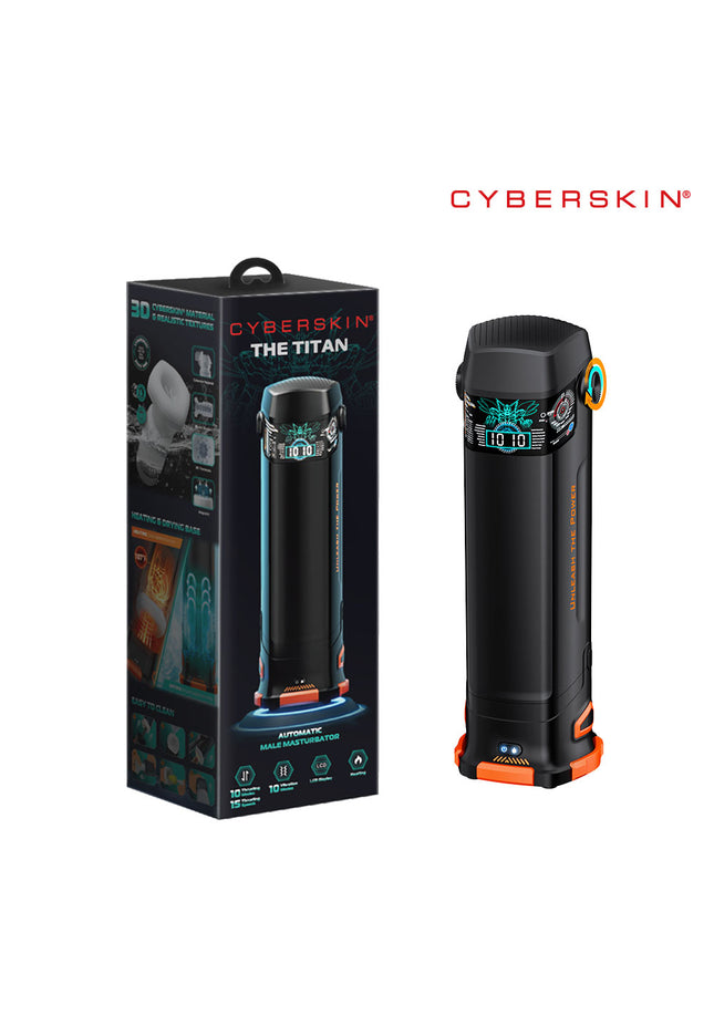 CyberSkin The Titan - Black USB Rechargeable Thrusting & Vibrating Auto Masturbator with Heater