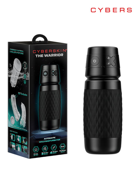 CyberSkin The Warrior - Black USB Rechargeable Sucking & Vibrating Auto Masturbator