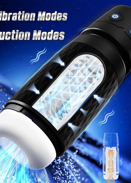 CyberSkin The Warrior - Black USB Rechargeable Sucking & Vibrating Auto Masturbator