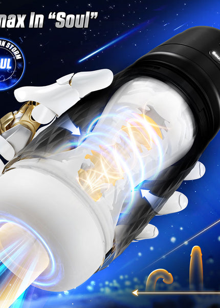 CyberSkin The Warrior - Black USB Rechargeable Sucking & Vibrating Auto Masturbator