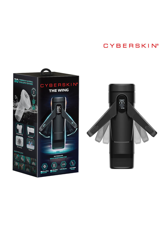 CyberSkin The Wing - Black USB Rechargeable Thrusting & Massaging Auto Masturbator with Heater