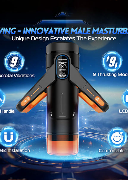 CyberSkin The Wing - Black USB Rechargeable Thrusting & Massaging Auto Masturbator with Heater