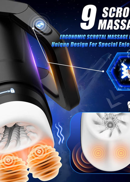 CyberSkin The Wing - Black USB Rechargeable Thrusting & Massaging Auto Masturbator with Heater