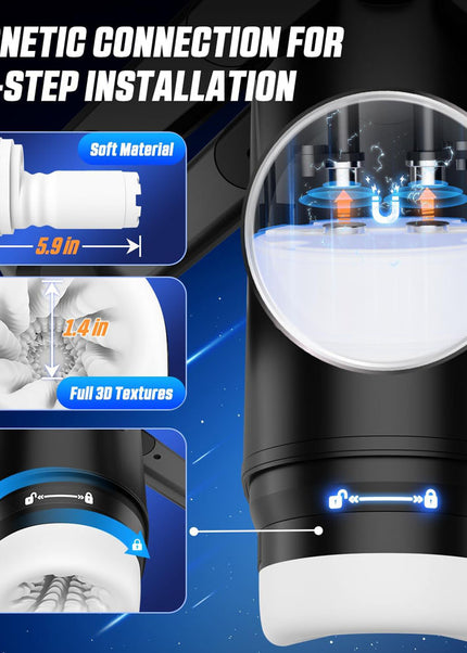 CyberSkin The Wing - Black USB Rechargeable Thrusting & Massaging Auto Masturbator with Heater