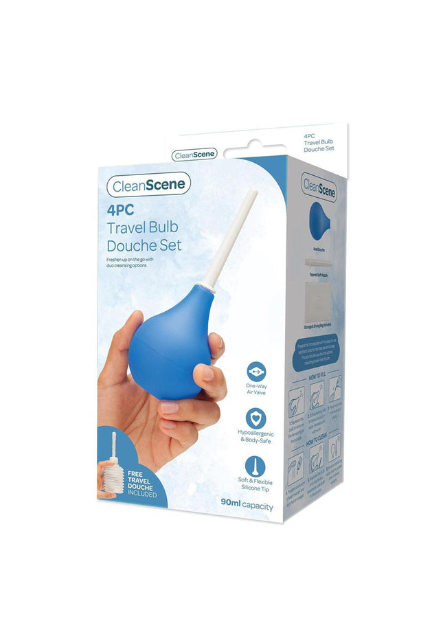 CleanScene 4 Piece Travel Bulb Douche Set - 90 ml Capacity with Bonus 150 ml Travel Douche