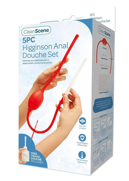 CleanScene 5 Piece Higginson Anal Douche Set - Includes Free Travel Douche Included