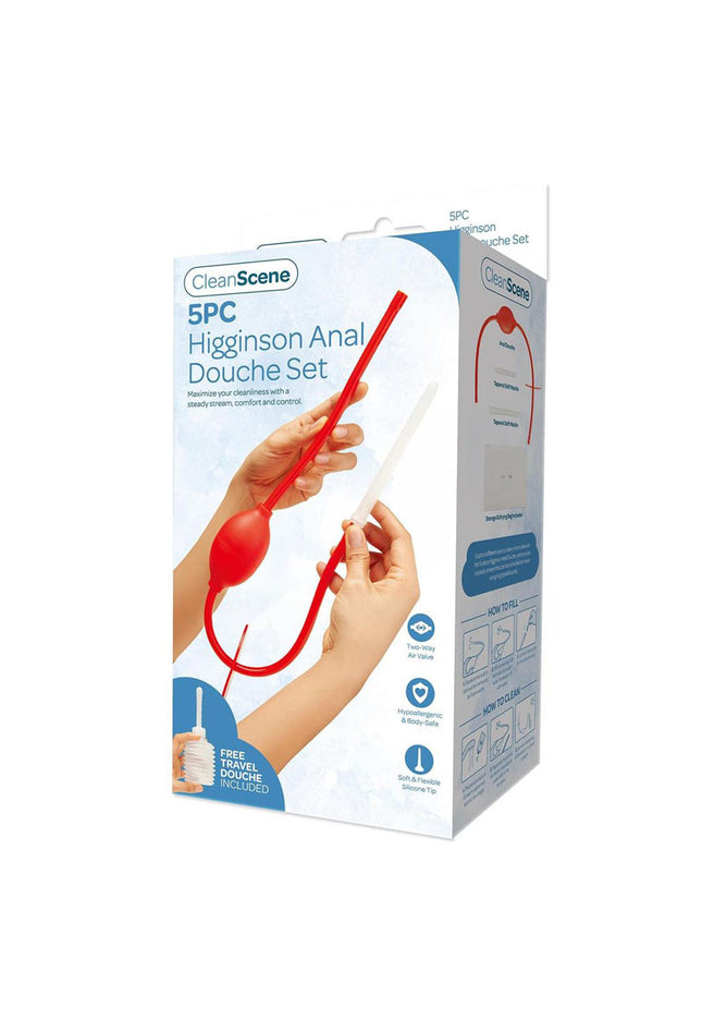 CleanScene 5 Piece Higginson Anal Douche Set - Includes Free Travel Douche Included