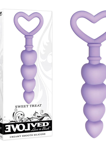 Evolved Sweet Treat - Purple 11.5 cm Beaded Butt Plug with Handle