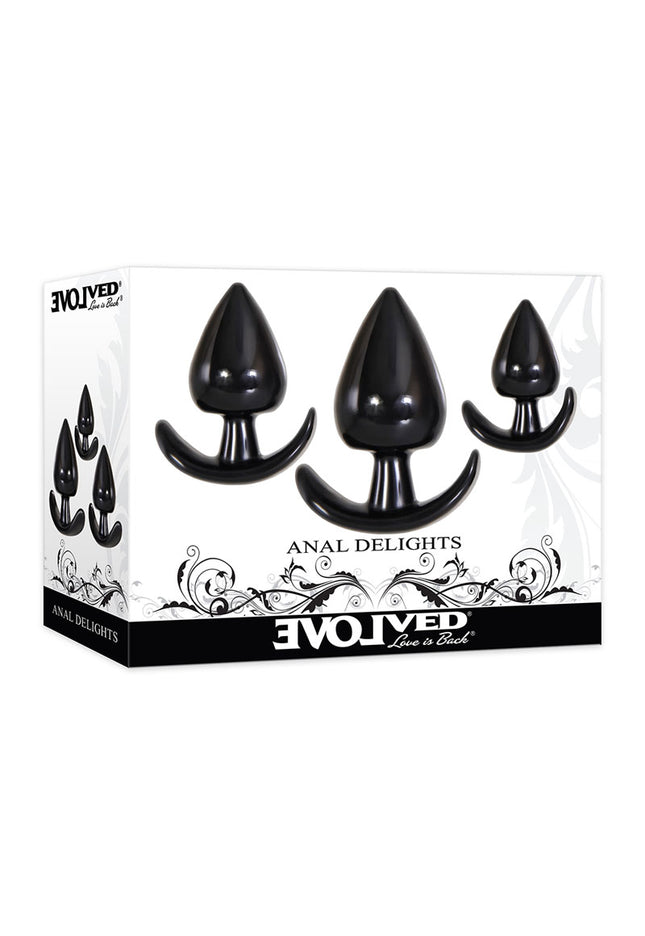 Evolved Anal Delights - Black Butt Plugs - Set of 3 Sizes