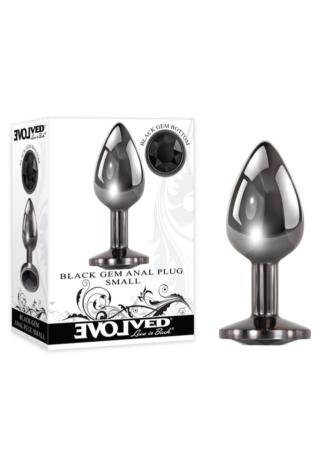 Evolved Black Gem Anal Plug - Small - Metallic 7.1 cm Small Butt Plug with Black Gem Base