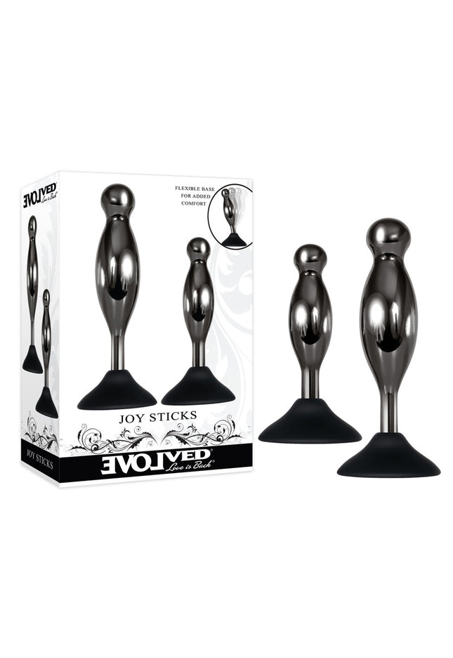 Evolved JOY STICKS - Black Metal Butt Plugs - Set of 2