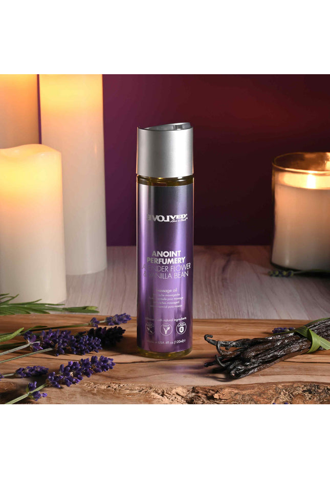 Evolved ANOINT PERFUMERY - Lavender Flower & Vanilla Bean - Lavender Flower & Vanilla Bean Massage Oil - 120 ml Bottle