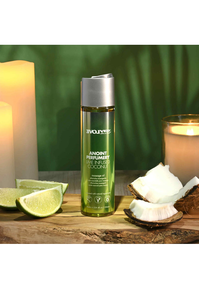 Evolved ANOINT PERFUMERY - Lime Infused Coconut - Lime Infused Coconut Massage Oil - 120 ml Bottle