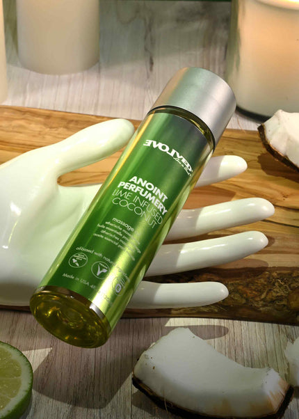 Evolved ANOINT PERFUMERY - Lime Infused Coconut - Lime Infused Coconut Massage Oil - 120 ml Bottle