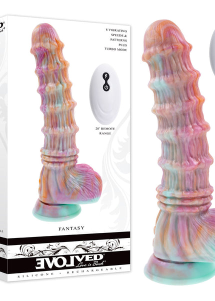 Evolved FANTASY - Multicoloured 27.6 cm USB Rechargeable Vibrating Fantasy Dildo with Remote