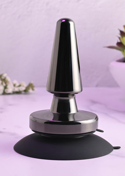 Evolved BEGINNER METAL PLUG - Black Chrome 11.2 cm USB Rechargeable Vibrating Butt Plug