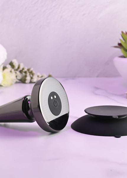 Evolved BEGINNER METAL PLUG - Black Chrome 11.2 cm USB Rechargeable Vibrating Butt Plug