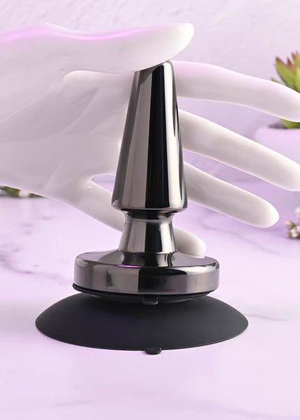 Evolved BEGINNER METAL PLUG - Black Chrome 11.2 cm USB Rechargeable Vibrating Butt Plug