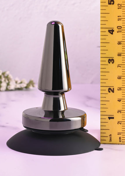 Evolved BEGINNER METAL PLUG - Black Chrome 11.2 cm USB Rechargeable Vibrating Butt Plug