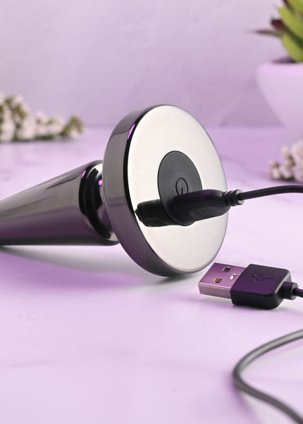 Evolved BEGINNER METAL PLUG - Black Chrome 11.2 cm USB Rechargeable Vibrating Butt Plug