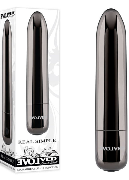 Evolved REAL SIMPLE - Black Chrome 10 cm USB Rechargeable Bullet