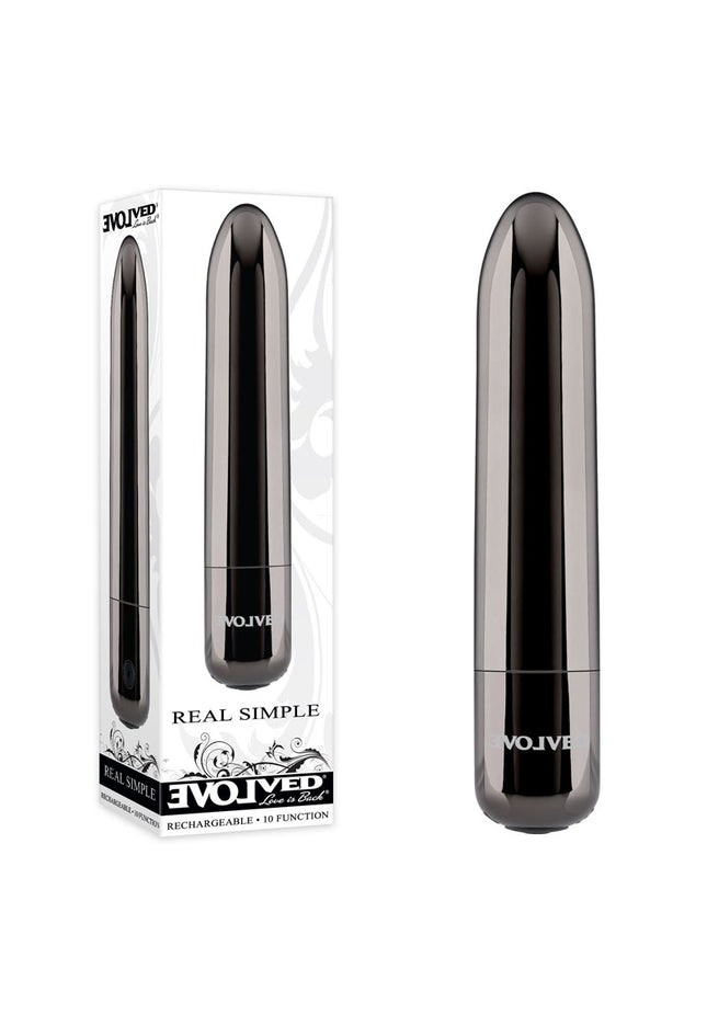 Evolved REAL SIMPLE - Black Chrome 10 cm USB Rechargeable Bullet