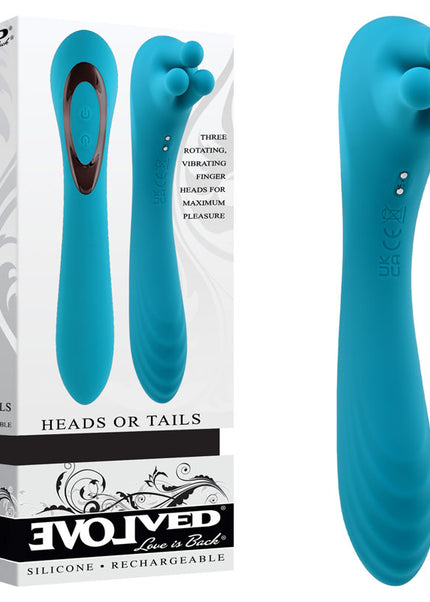 Evolved HEADS OR TAILS - Blue 19.3 cm USB Rechargeable Dual Ended Massager