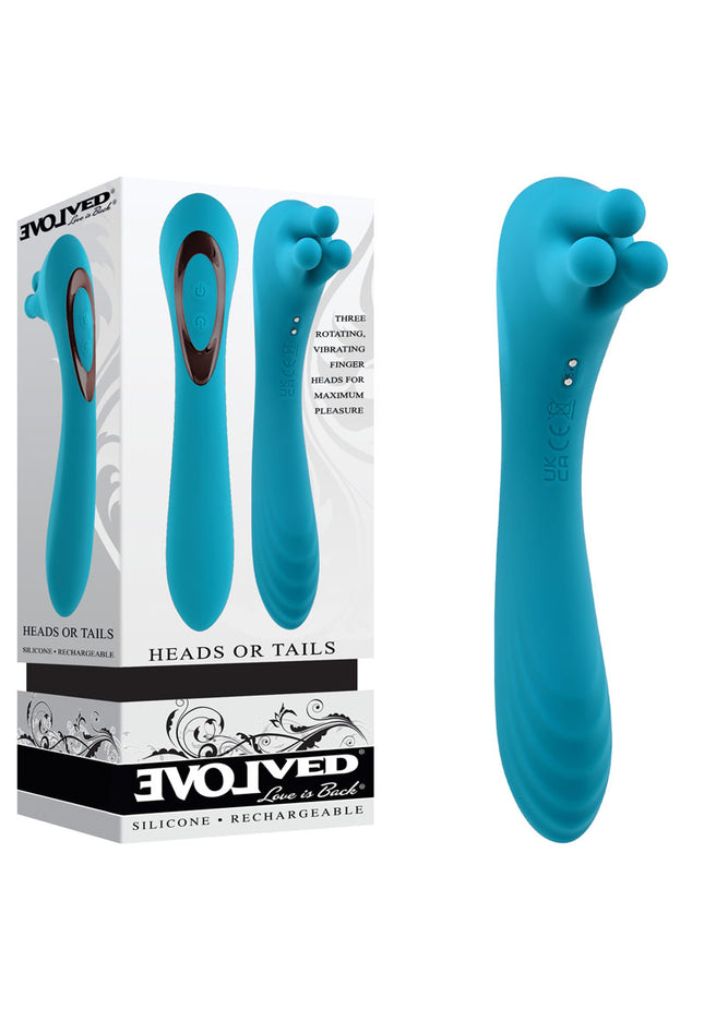Evolved HEADS OR TAILS - Blue 19.3 cm USB Rechargeable Dual Ended Massager