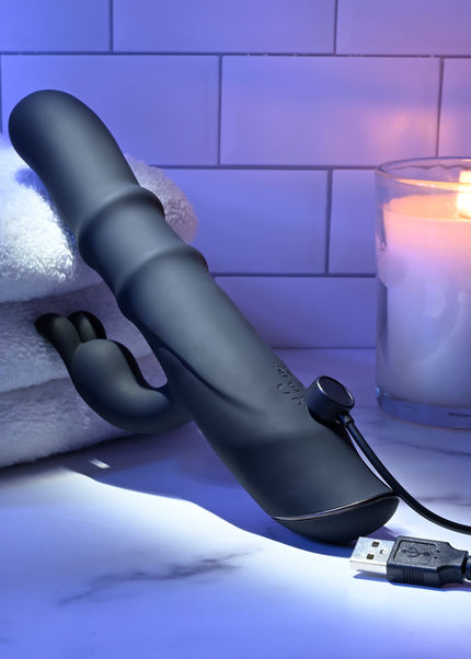 Evolved RINGMASTER - Black 23.1 cm USB Rechargeable Rabbit Vibrator