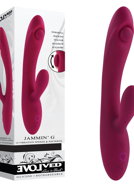 Evolved JAMMIN' G - Burgundy 20.1 cm USB Rechargeable Rabbit Vibrator