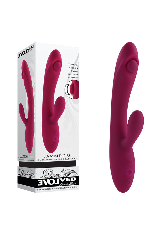 Evolved JAMMIN' G - Burgundy 20.1 cm USB Rechargeable Rabbit Vibrator