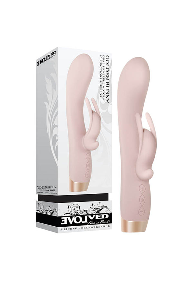 Evolved Golden Bunny - Pink 19.7 cm (7.75'') USB Rechargeable Rabbit Vibrator