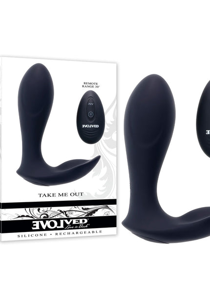 Evolved TAKE ME OUT - Black USB Rechargeable Wearable Vibrator with Remote Control
